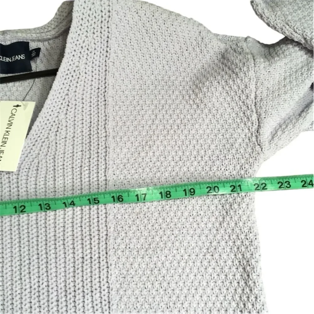 NWT CALVIN KLEIN JEANS MINIMALIST LAVENDER CHUNKY KNIT V NECK PULLOVER SWEATER L